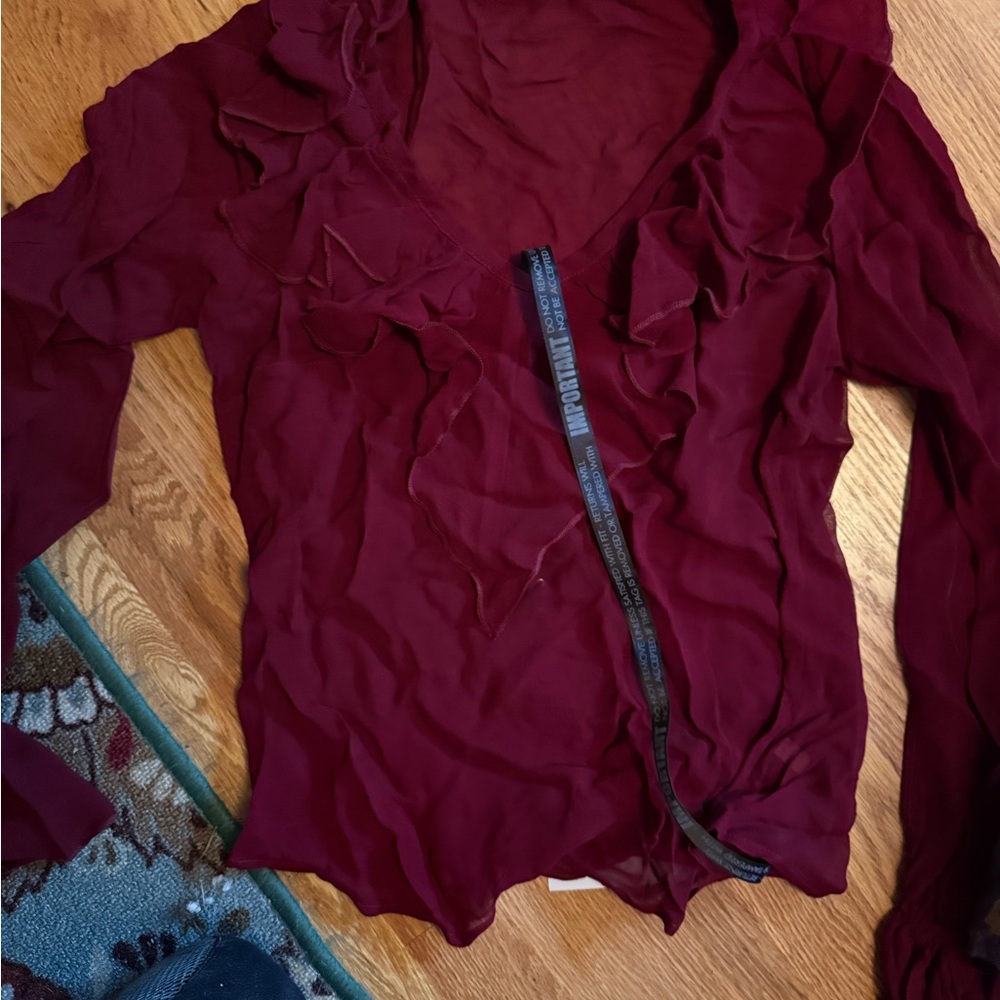 Chic Maroon Ruffle Blouse